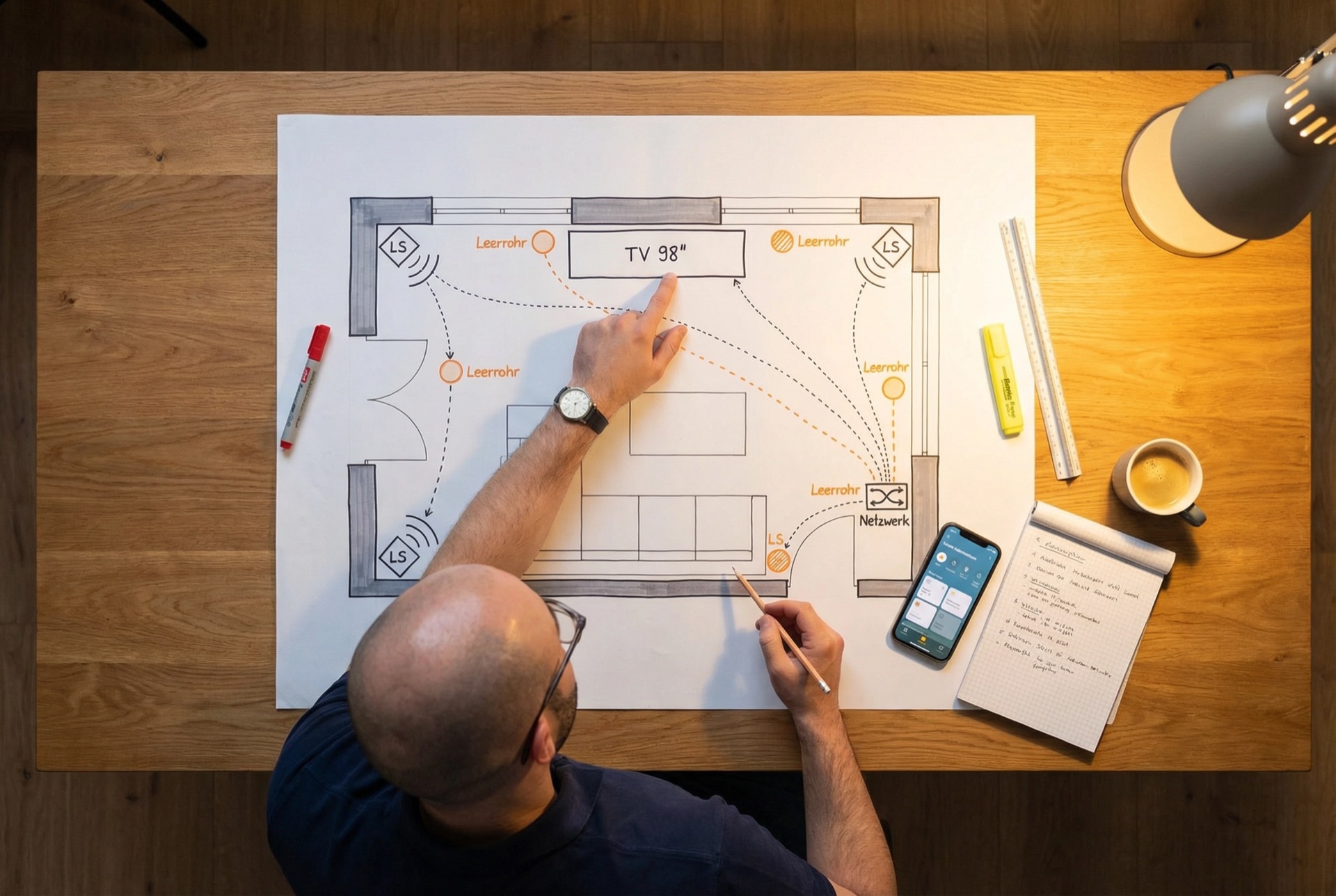 Philipp bei der Planung am Tisch